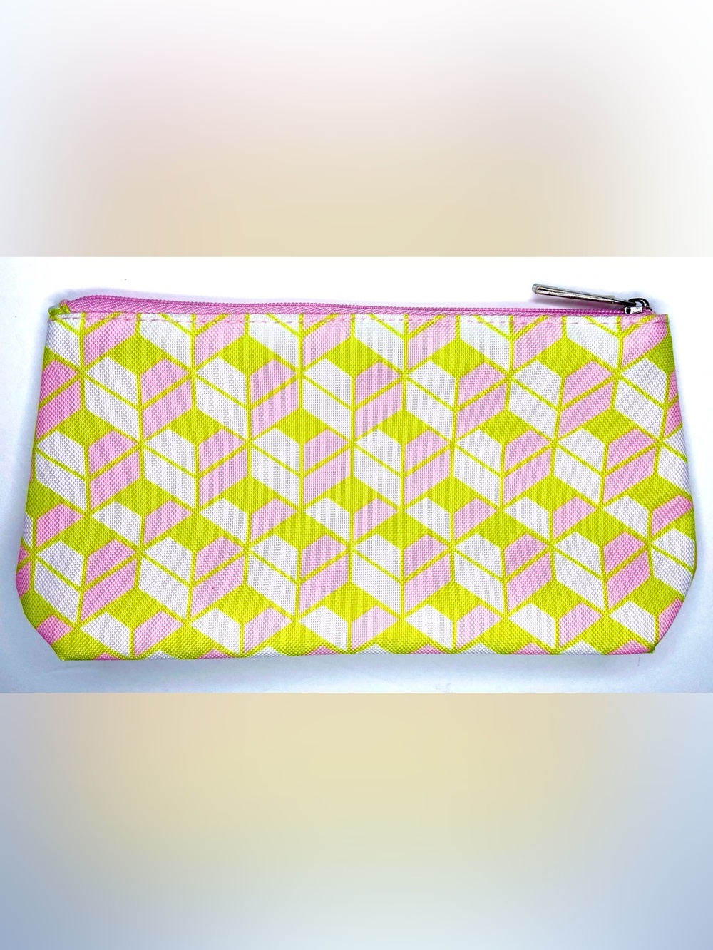 Clinique Pink Lime Geometric Zip Cosmetic Pouch